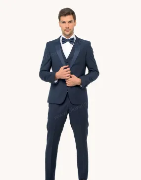 1 Button Peak Lapel Slim Fit Navy Tuxedo FF1PX V-1230