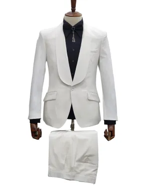 1 Button Slim Fit Suit FF1S-TRS Off White