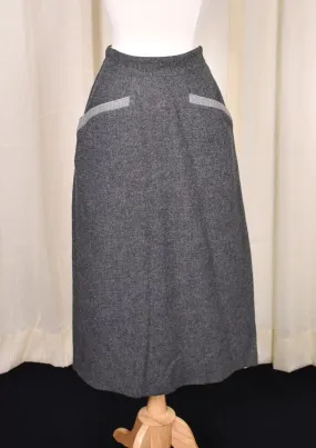 1940s Vintage Gray Contrast Skirt