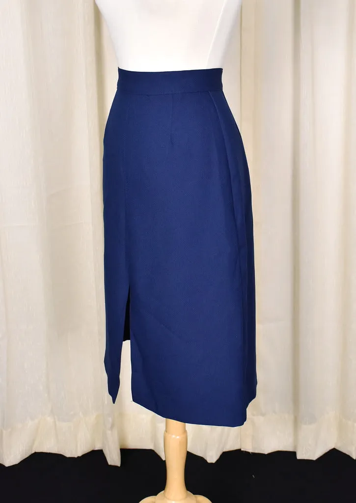 1960s Vintage Navy A-line Slit Skirt