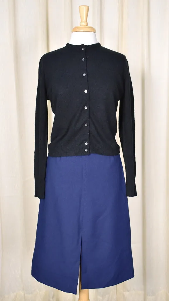 1960s Vintage Navy A-line Slit Skirt