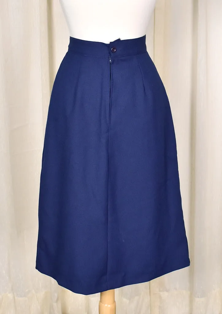 1960s Vintage Navy A-line Slit Skirt