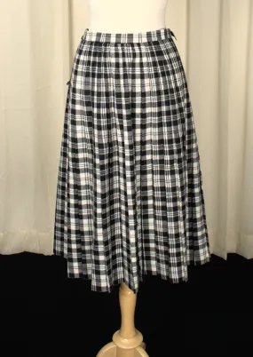 80s does 1950s B & W Kilt Skirt