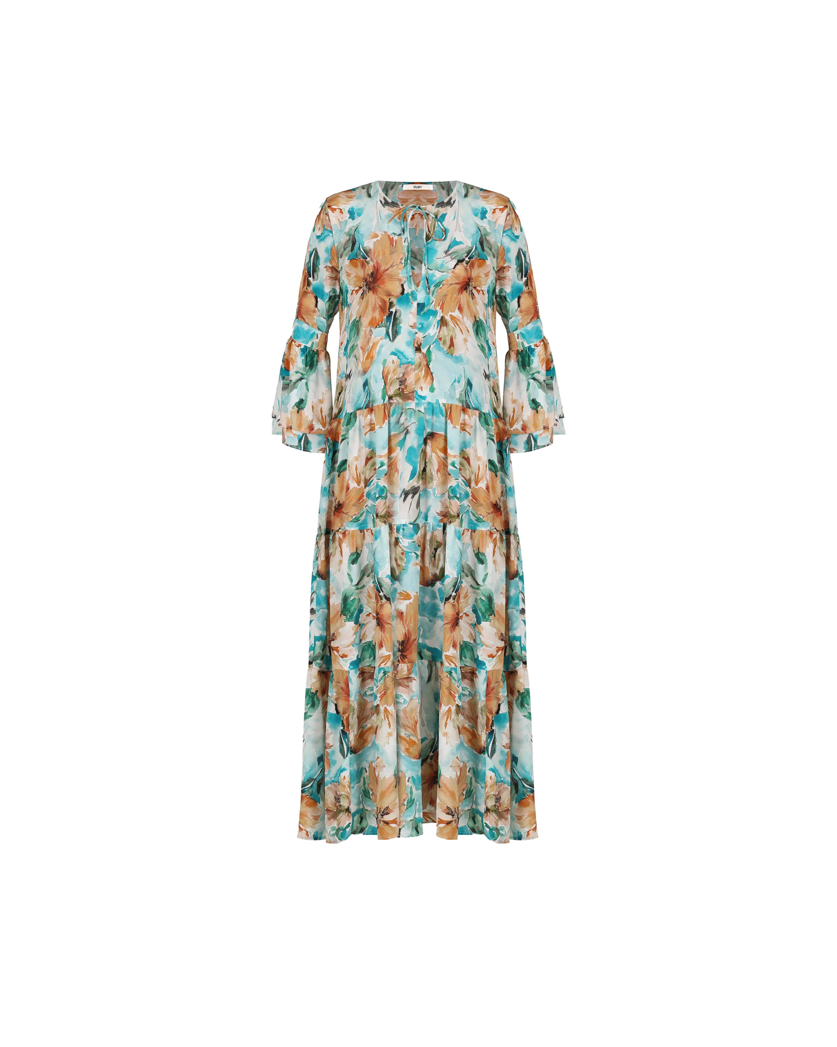 AUGUST SILK MAXI DRESS WILTED FLORAL