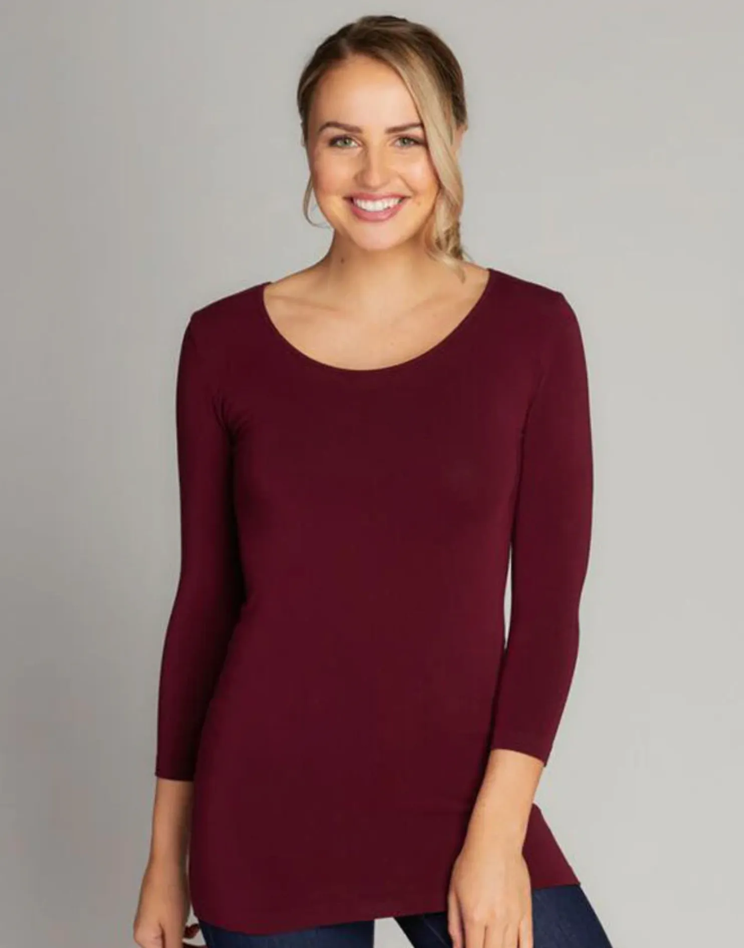 Bamboo Scoop Neck 3/4-Sleeve