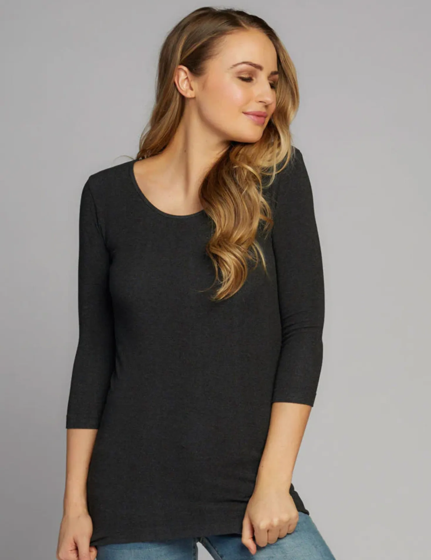 Bamboo Scoop Neck 3/4-Sleeve