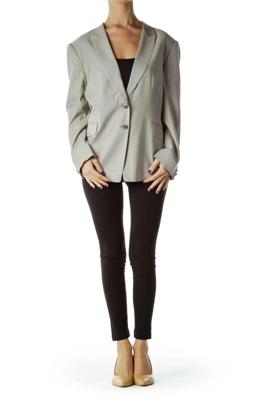 Beige Two Button Blazer