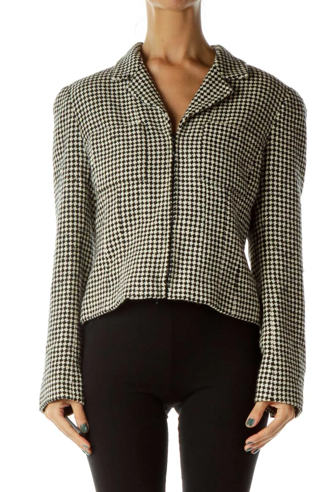 Black Beige Tweed Blazer