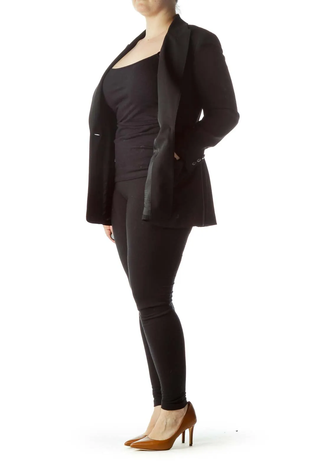 Black Buttoned 100% Wool Blazer