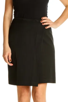 Black Solid Brunch A-Line Skirt