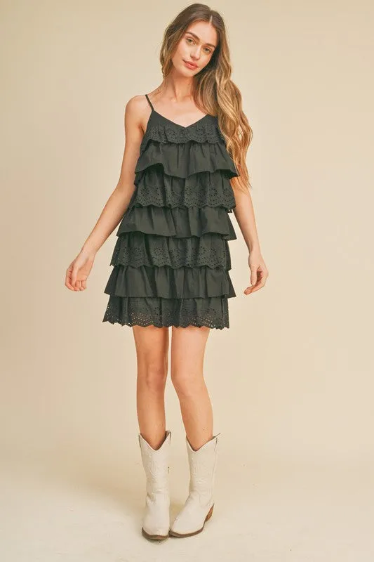 Black Tiered Layer Mini Dress