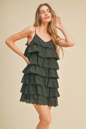 Black Tiered Layer Mini Dress