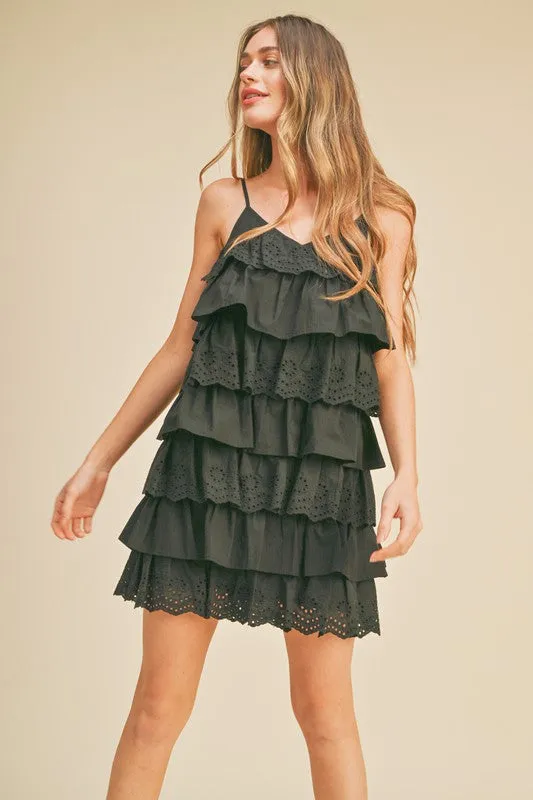 Black Tiered Layer Mini Dress