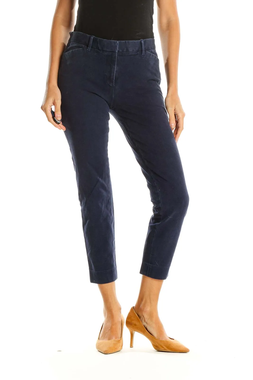 Blue Cropped Casual Pants