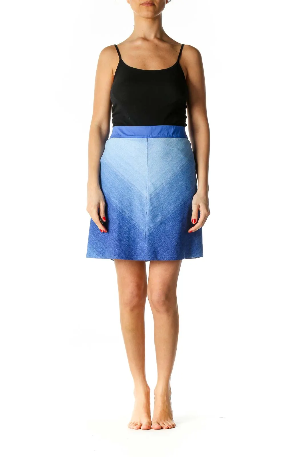 Blue Geometric Print Activewear A-Line Skirt