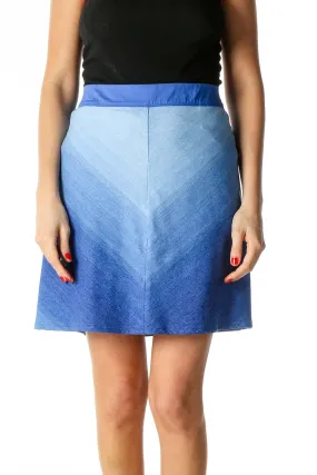 Blue Geometric Print Activewear A-Line Skirt