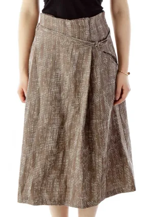 Brown White A-Line Skirt