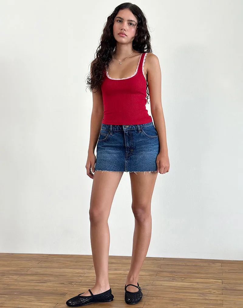 Cartas Top in Adrenaline Red with Pink Lace