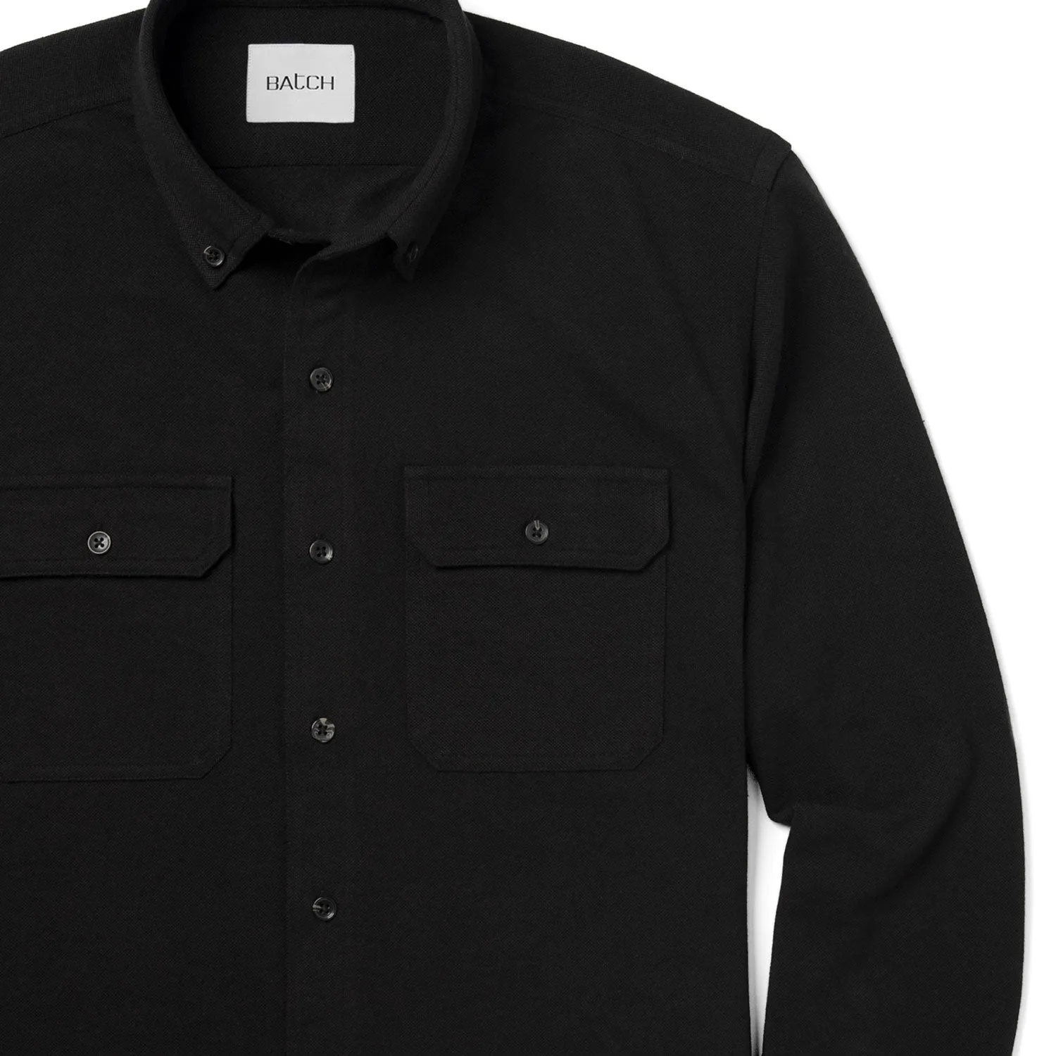 Constructor Knit Utility Shirt – Black Cotton Poly Pique