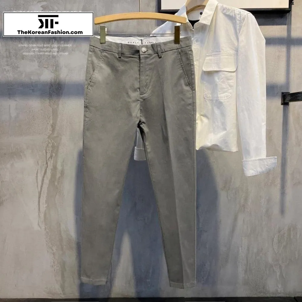 Cotton Slim-fit Casual Pants