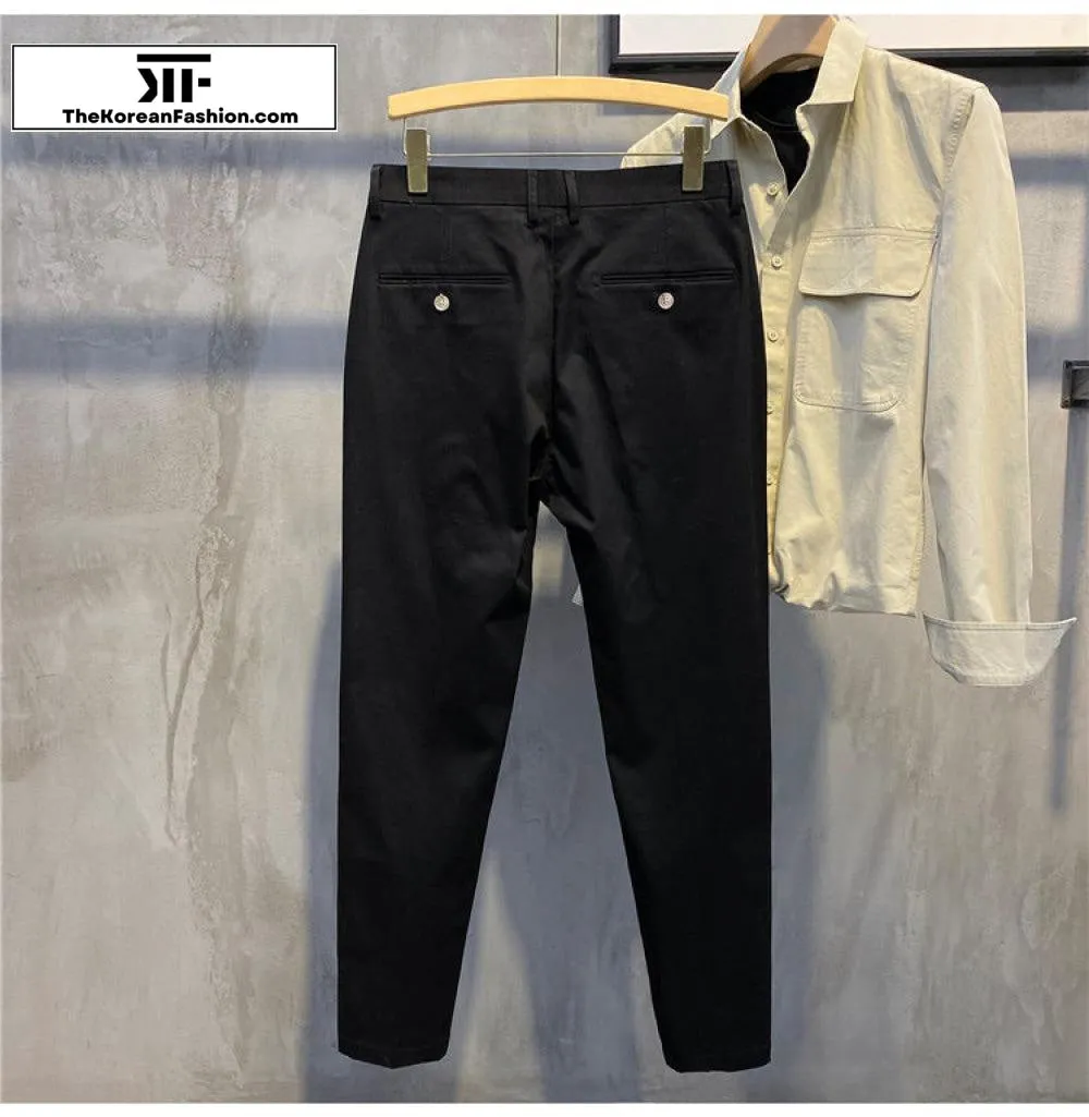 Cotton Slim-fit Casual Pants