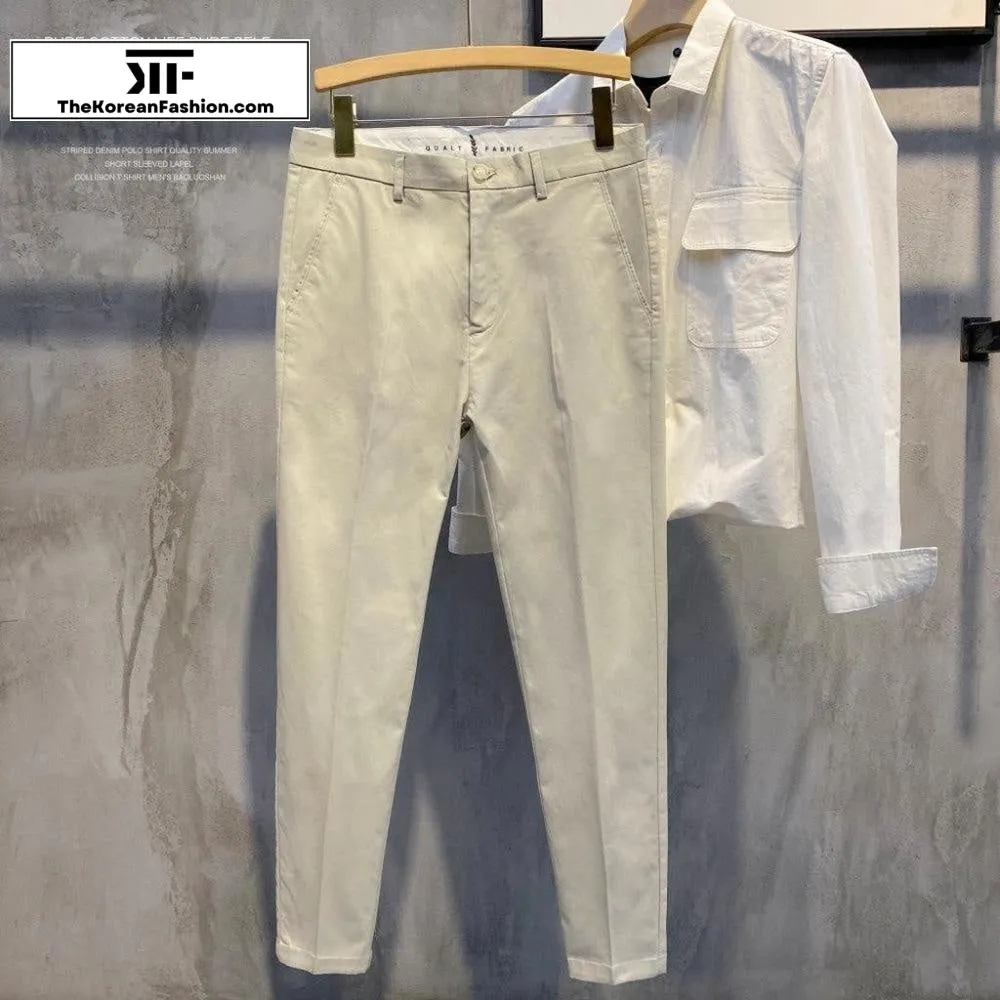 Cotton Slim-fit Casual Pants