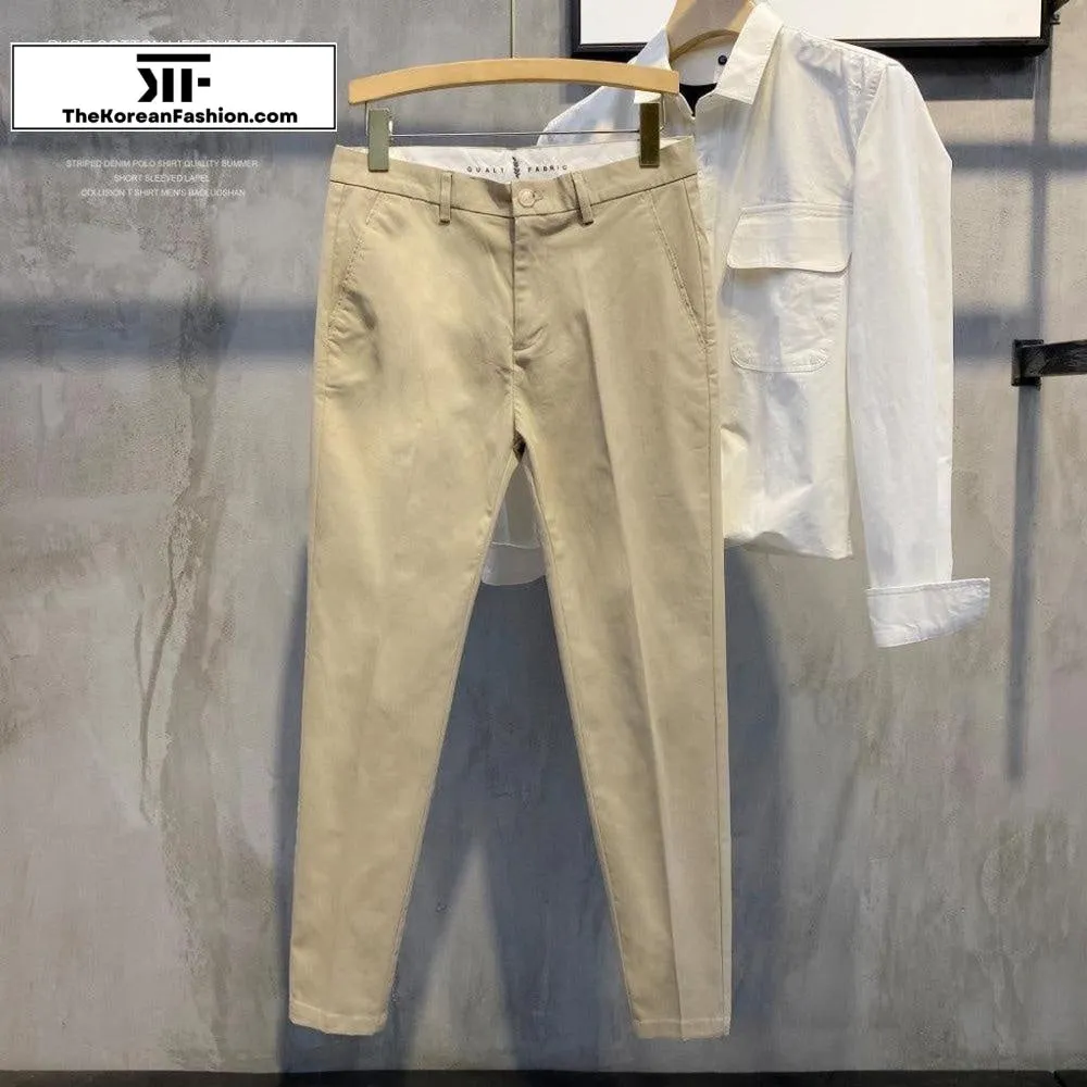 Cotton Slim-fit Casual Pants