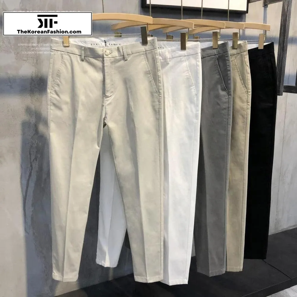 Cotton Slim-fit Casual Pants