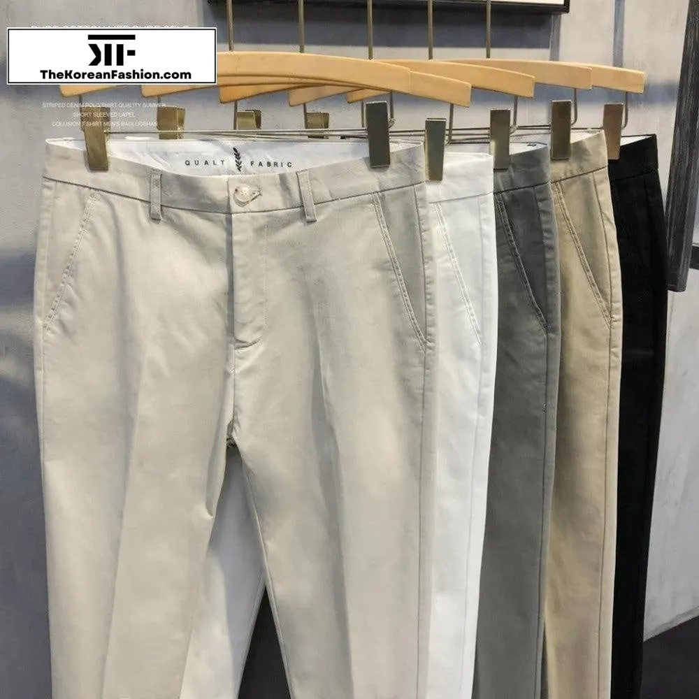 Cotton Slim-fit Casual Pants