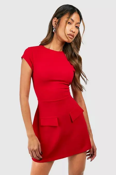 Crepe Utility Mini Dress