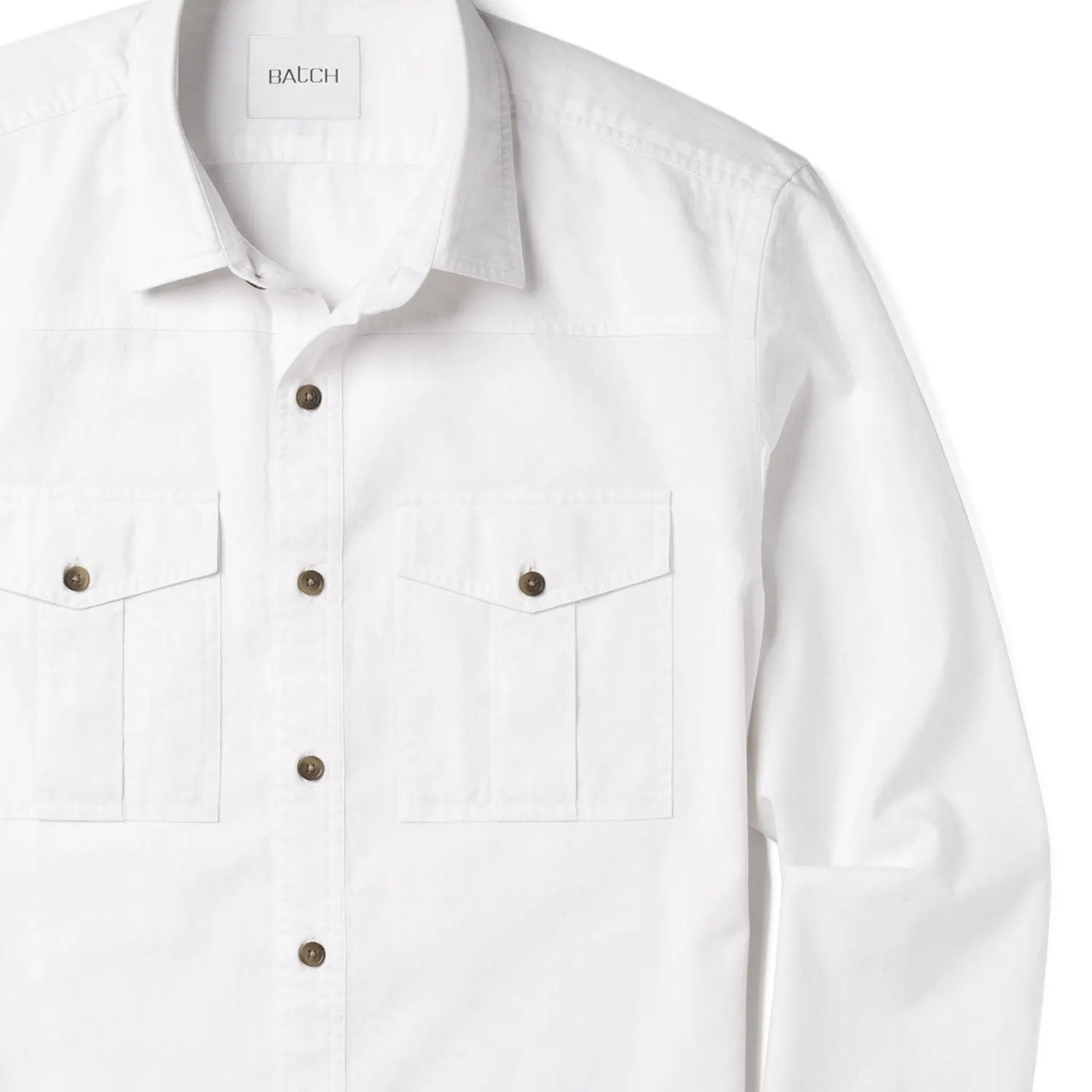 Curator Utility Shirt – Pure White Cotton Oxford