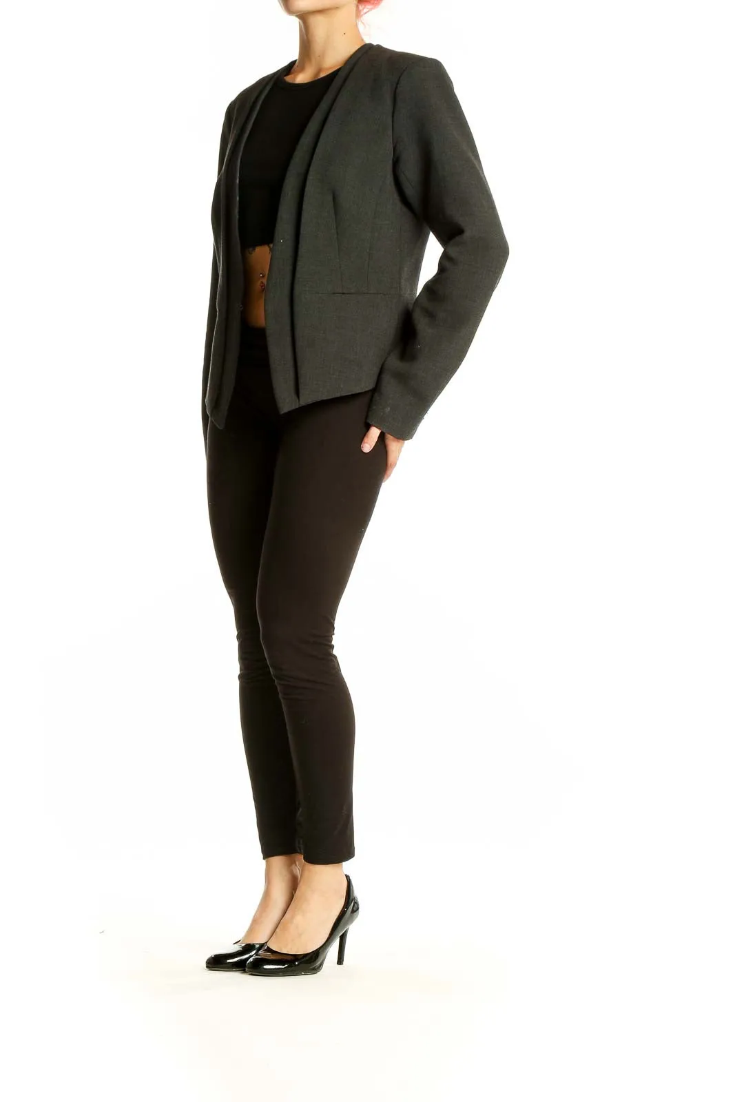 Dark Green Open-Front Blazer