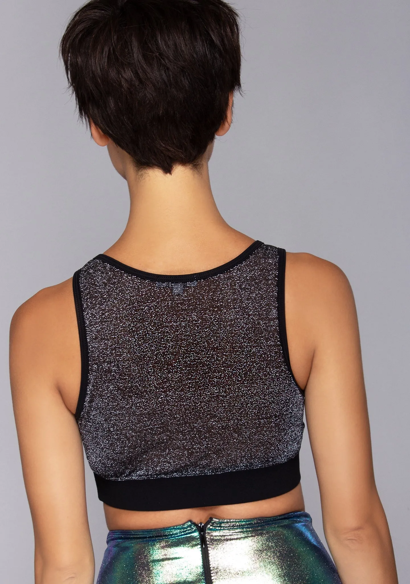 Dip It Low Sparkling Mesh Bra Top