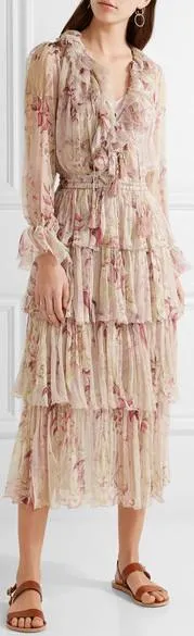 Floral Printed Ruffle Tiered Dress