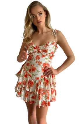 Floral Printed Tiered Mini Dress