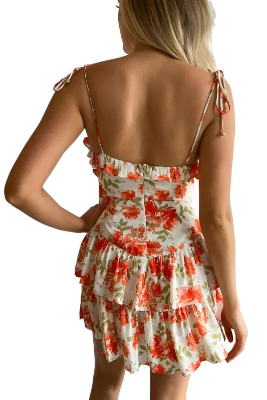 Floral Printed Tiered Mini Dress