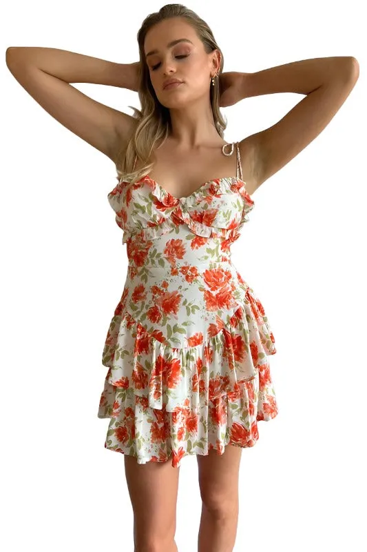 Floral Printed Tiered Mini Dress