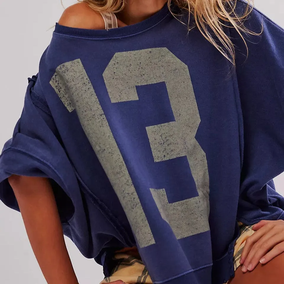 Free People We The Free Graphic Camden Sweatshirt In Navy Combo