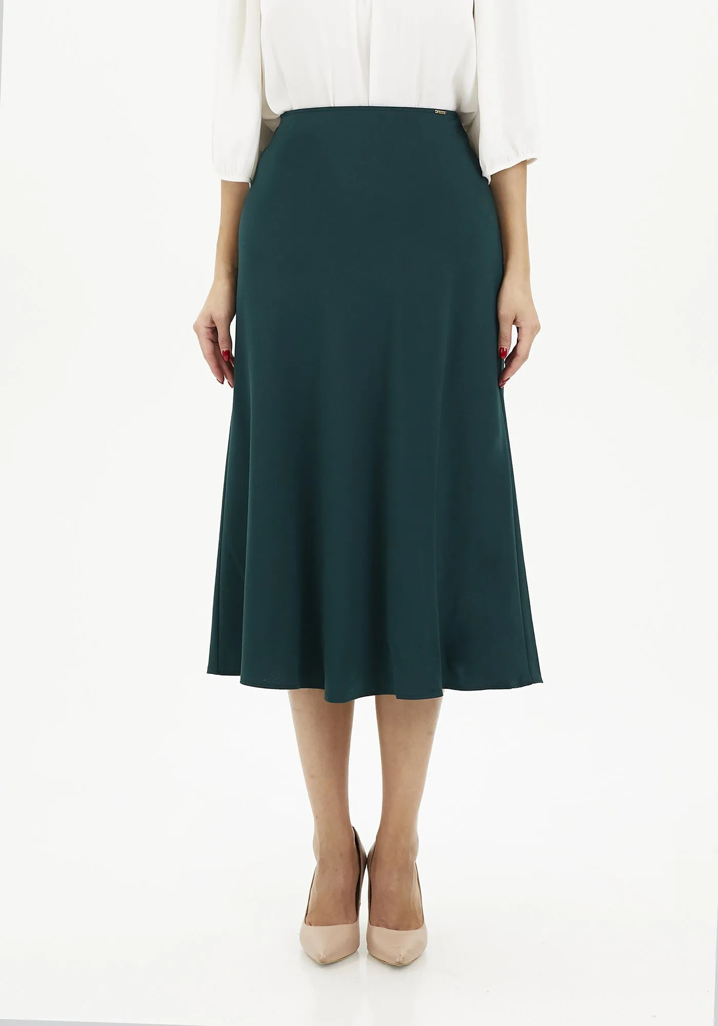 Green A-Line Midi Skirts