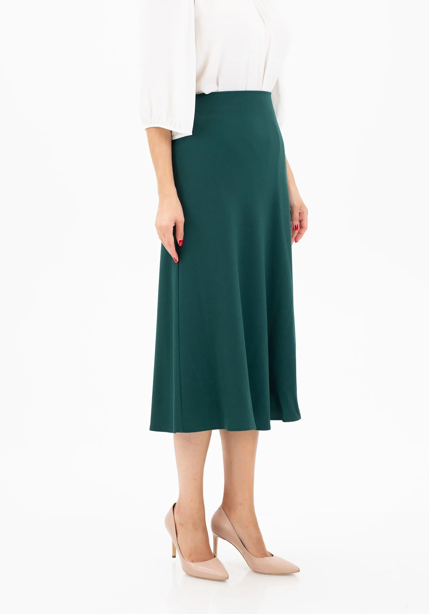 Green A-Line Midi Skirts