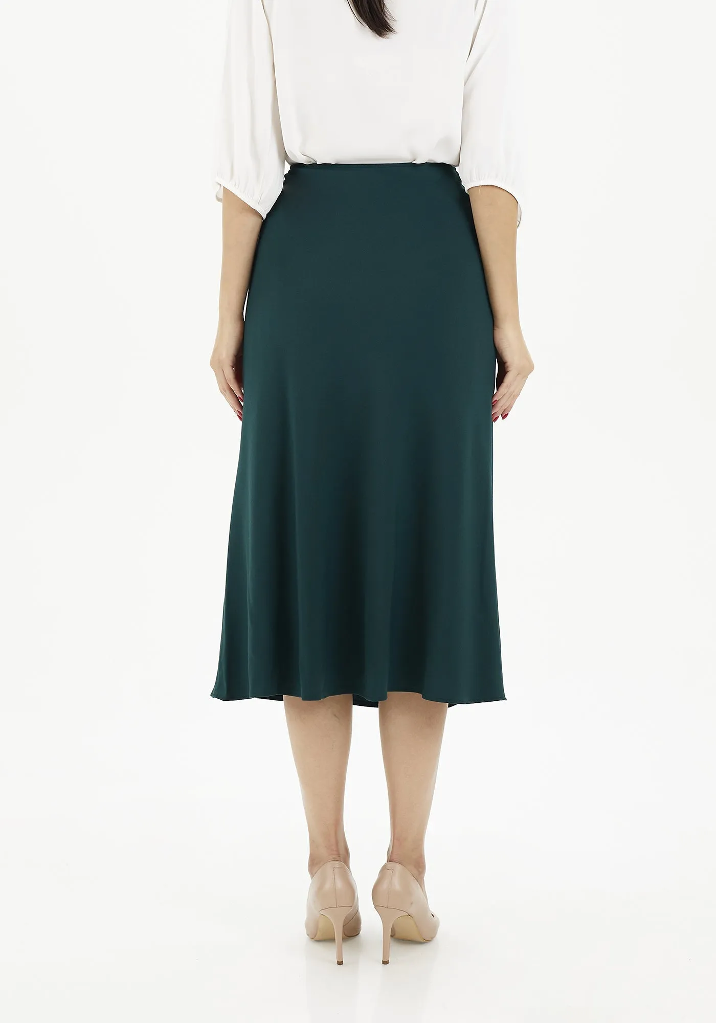 Green A-Line Midi Skirts