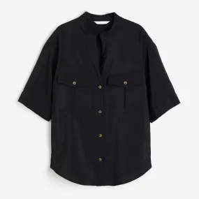 H&M Utility Shirt With A Modal Blend, black