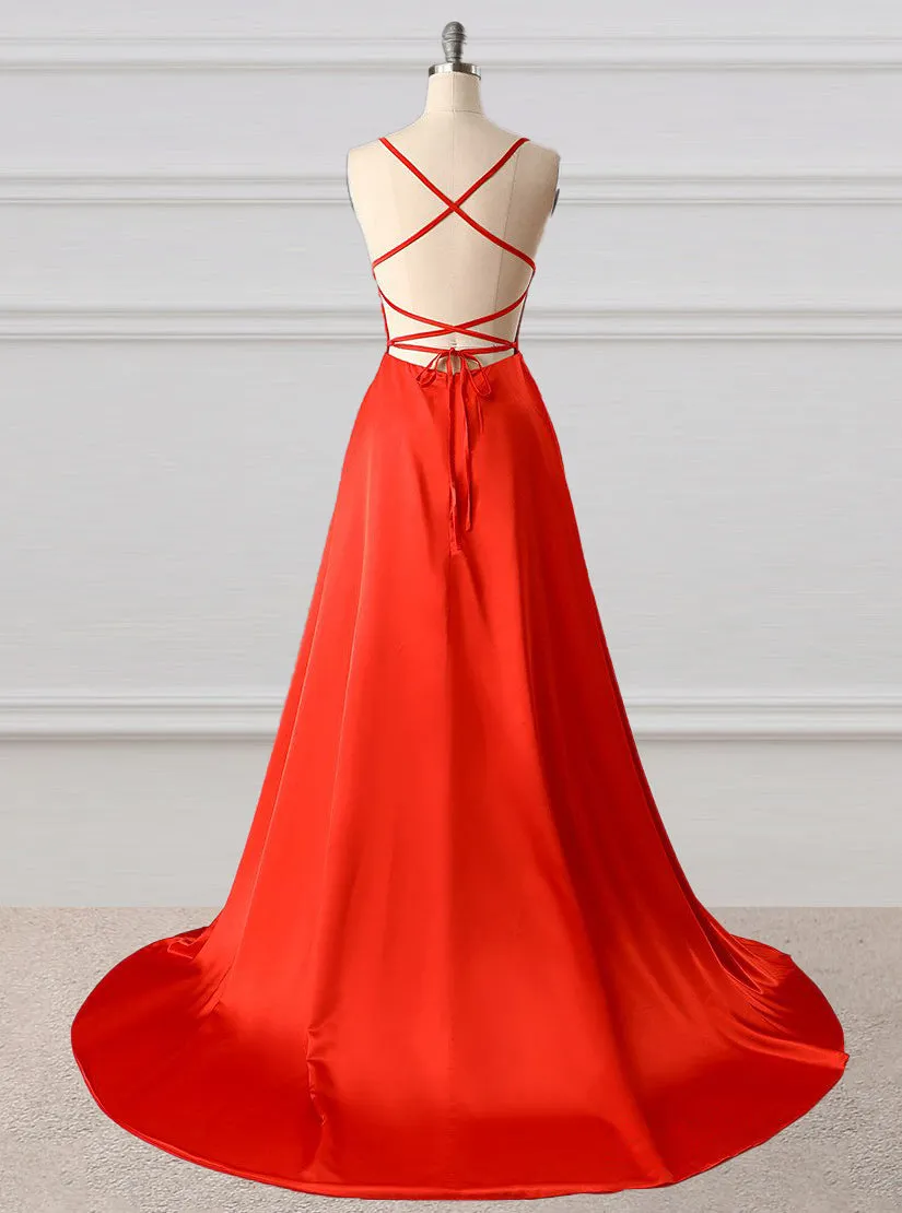 kamahe A-Line Prom Dresses Side Split Evening Dresses