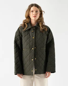 KASSL Long Taffeta Blouson Jacket in Dark Green