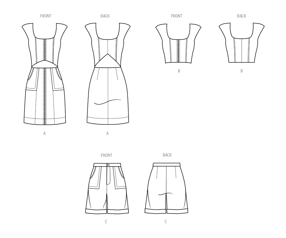 Know Me pattern 2014 Misses' Dress, Tops and Shorts by Duana M.