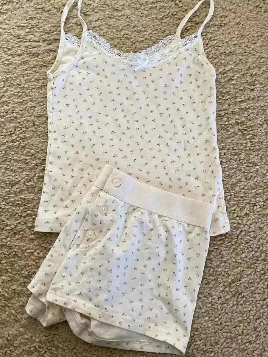 Lace Floral Cami and Shorts Set for Lounging