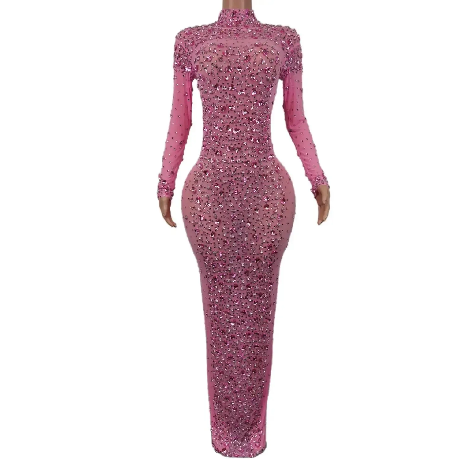 LANFUBEISI DRESS TO IMPRESS Sexy Party Banquet Evening Dresses Women Sparkly Rhinestone Long Dress Nightclub Singer Stage Costume Festival Clothing Cuixing