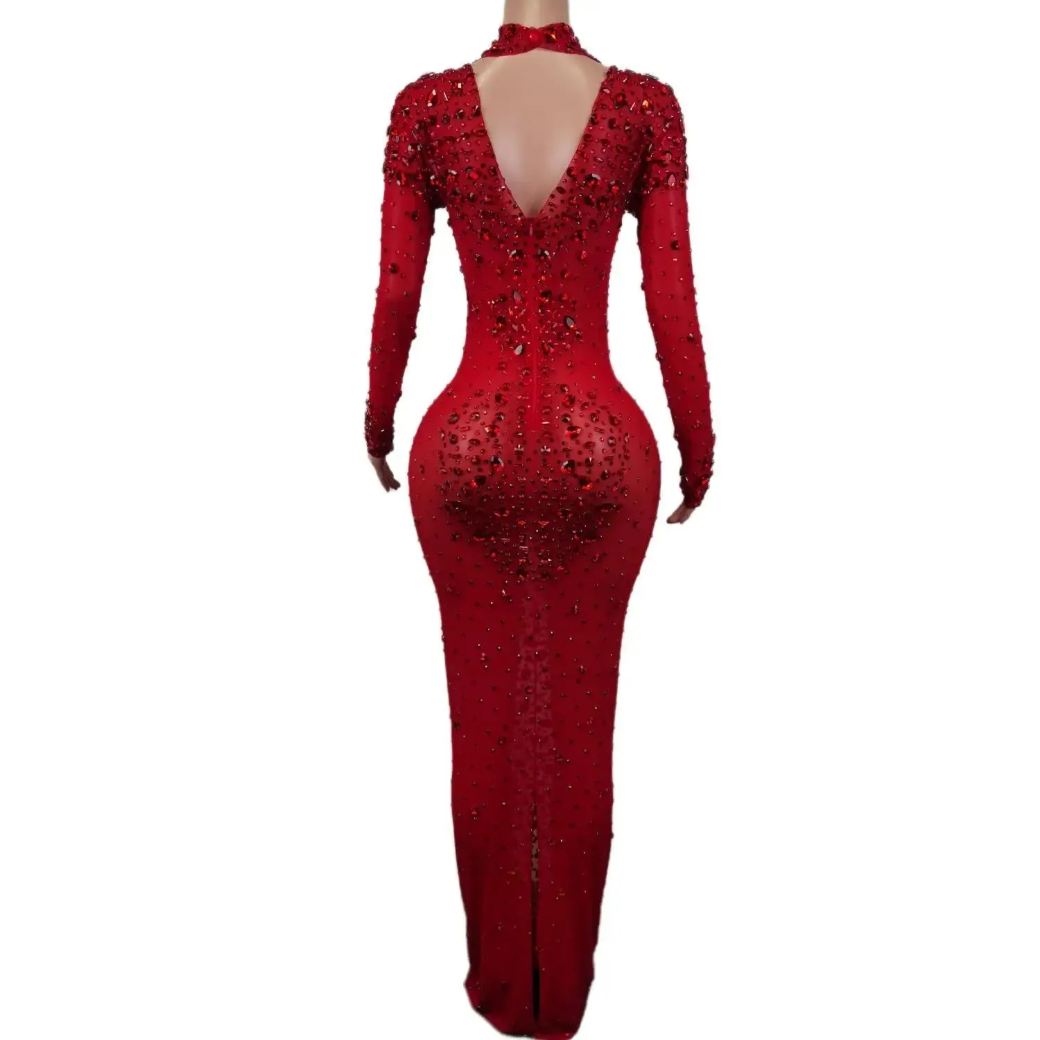 LANFUBEISI DRESS TO IMPRESS Sexy Party Banquet Evening Dresses Women Sparkly Rhinestone Long Dress Nightclub Singer Stage Costume Festival Clothing Cuixing