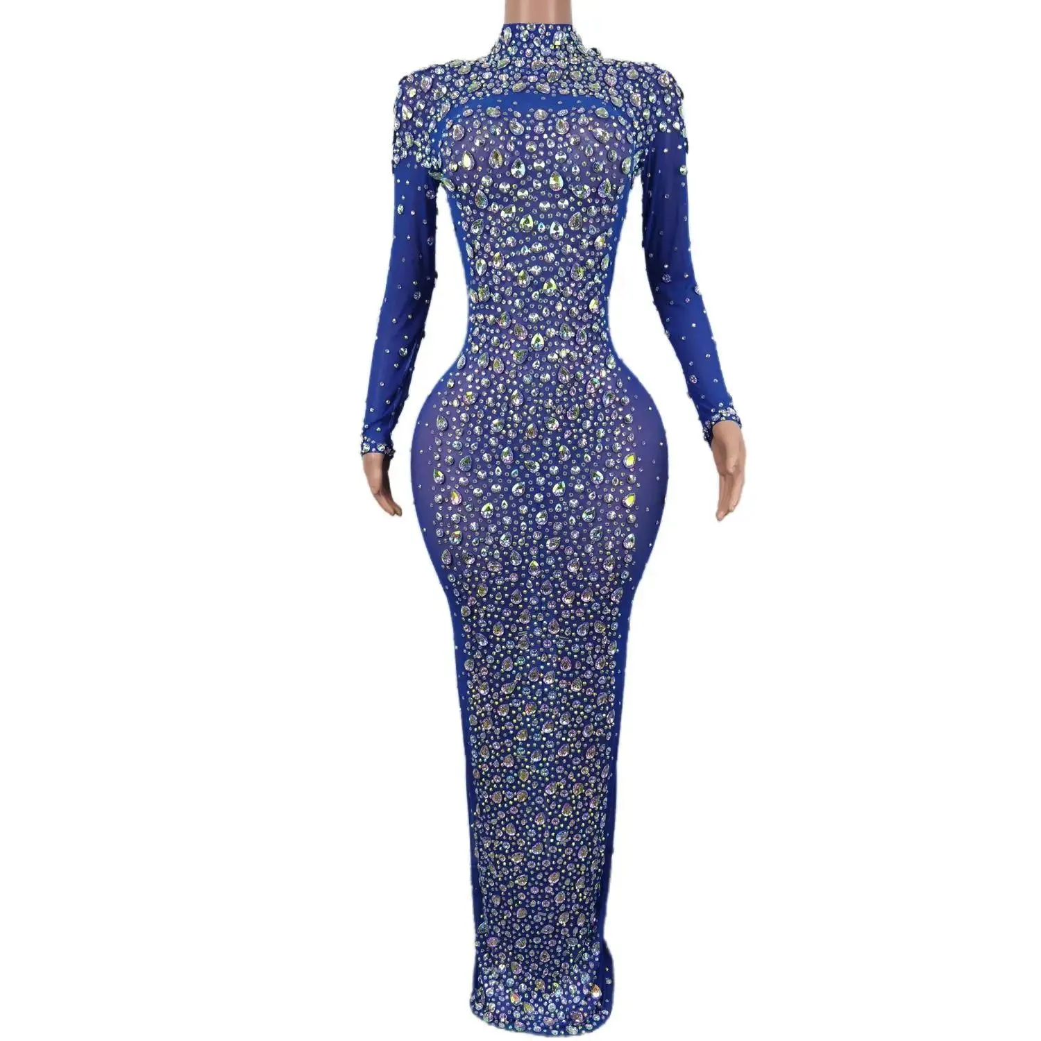 LANFUBEISI DRESS TO IMPRESS Sexy Party Banquet Evening Dresses Women Sparkly Rhinestone Long Dress Nightclub Singer Stage Costume Festival Clothing Cuixing