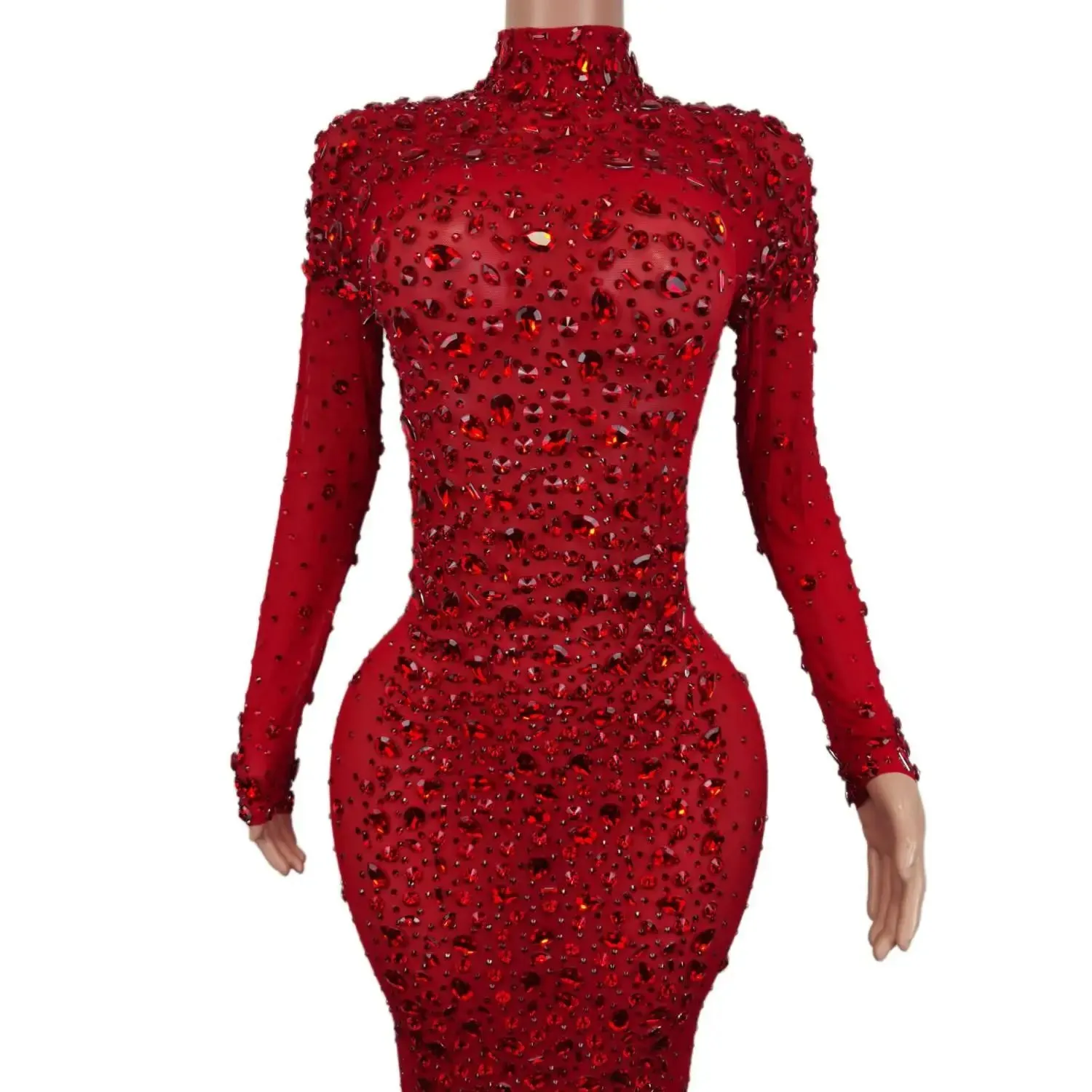 LANFUBEISI DRESS TO IMPRESS Sexy Party Banquet Evening Dresses Women Sparkly Rhinestone Long Dress Nightclub Singer Stage Costume Festival Clothing Cuixing